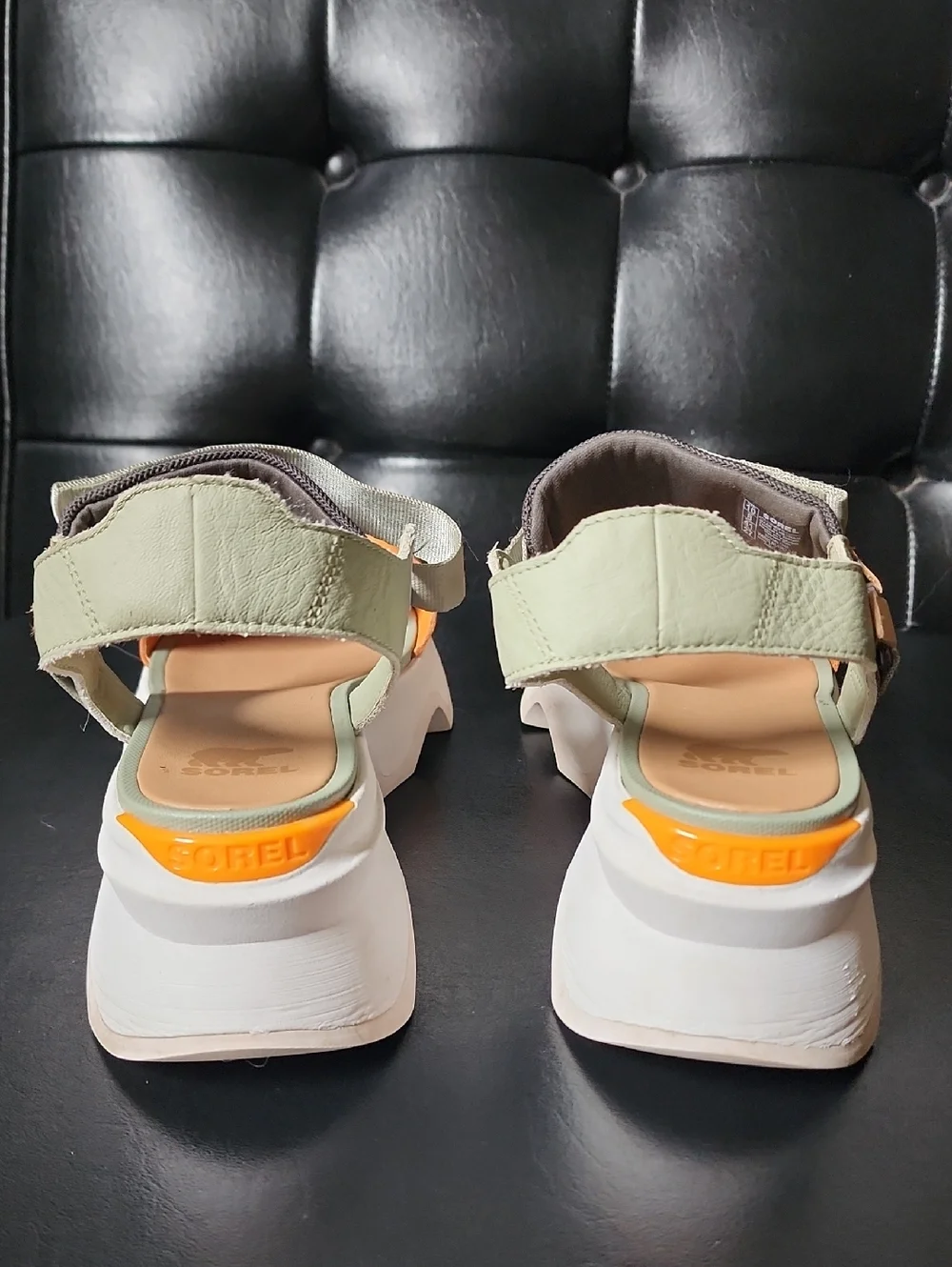 SOREL Kinetic Impact Y-Strap High Sandal Safari Sea Salt Koi Orange Platform 10 - Picture 10 of 13
